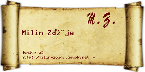 Milin Zója névjegykártya